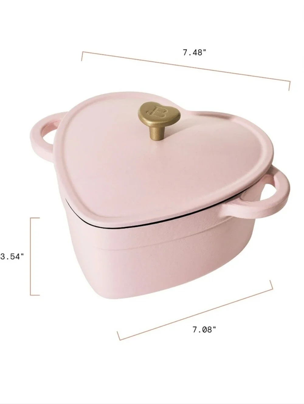 Beautiful 2QT Cast Iron Heart Dutch Oven- Pink
